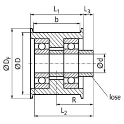 tensioning roller - idler TS nominal size ø60mm x 31mm - Image 2